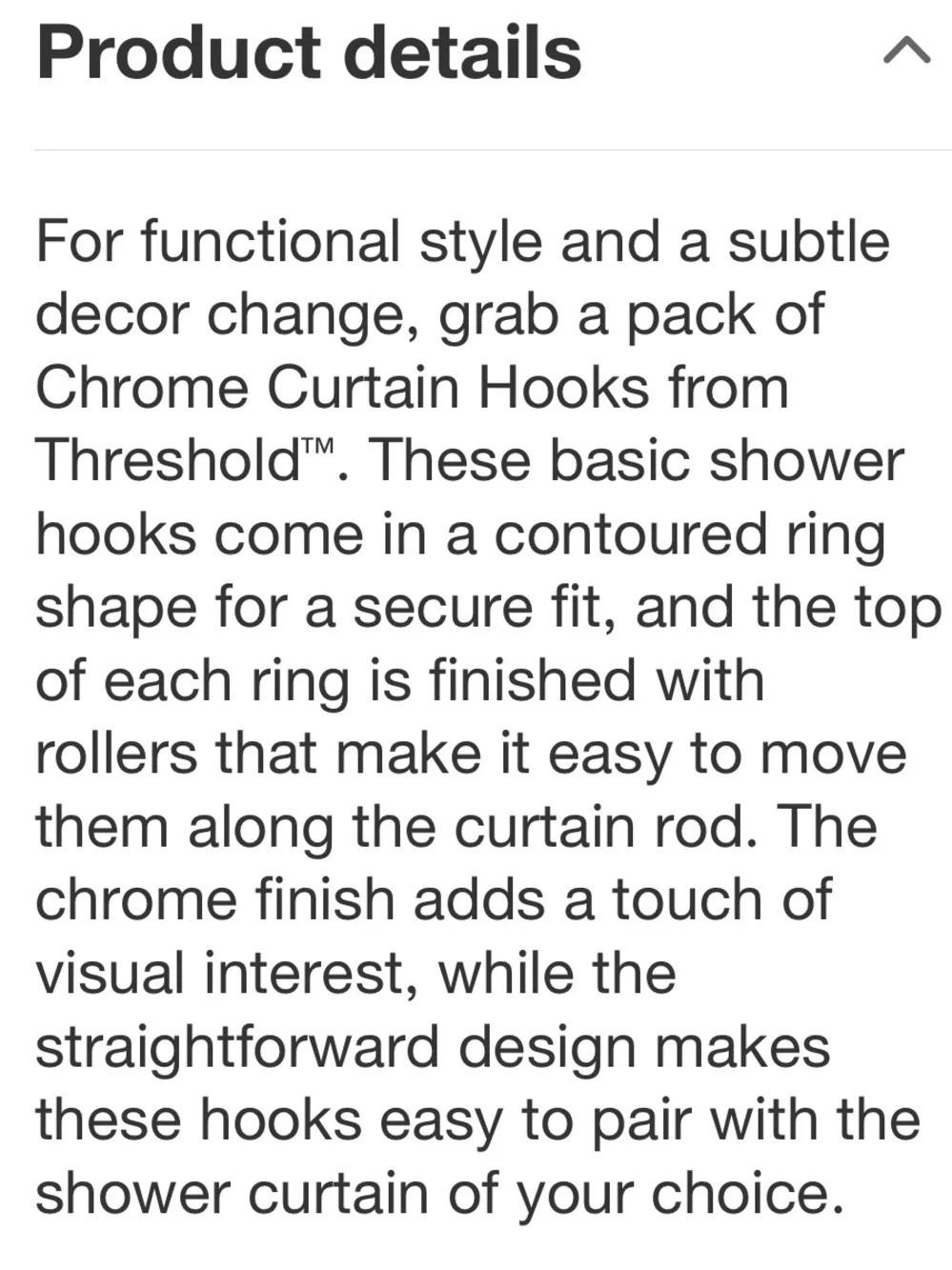 THRESHOLD NWT 12pc v Hook Shower Curtain Rings -Chrome